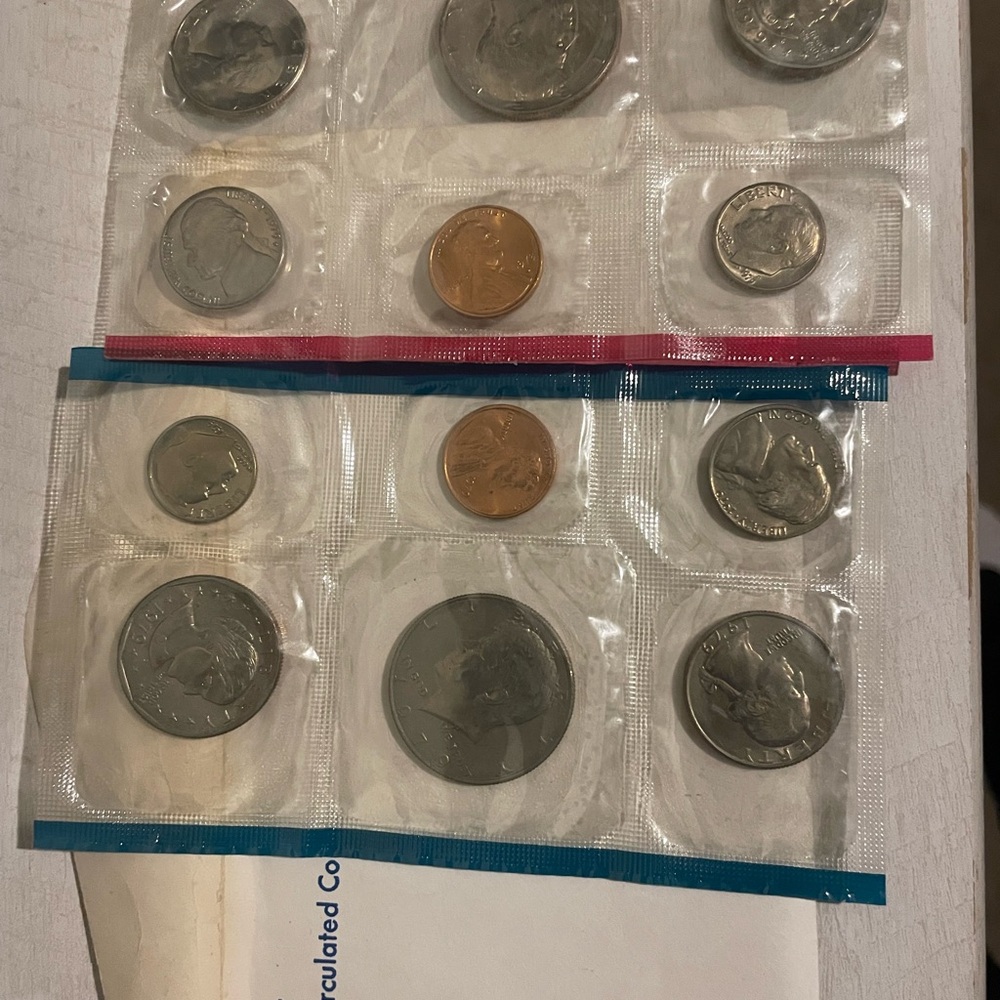 Coin Collection Set with Blue and Red Stripes